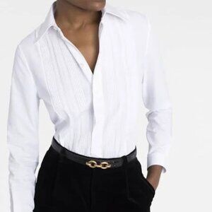 Saint Laurent Women's,White Button down Shirt, Size 10 US/FR 42, BNWT